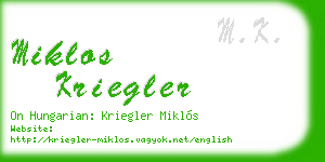 miklos kriegler business card