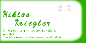 miklos kriegler business card